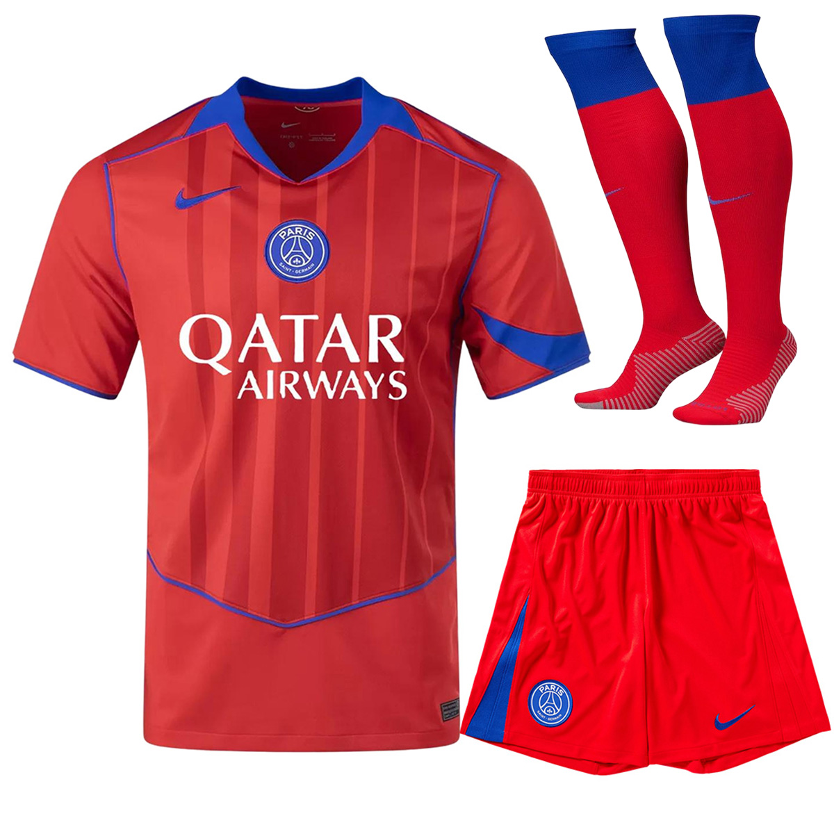 PSG Third Away Soccer Jersey Kit(Jersey+Shorts+Socks) 2025/26  Red