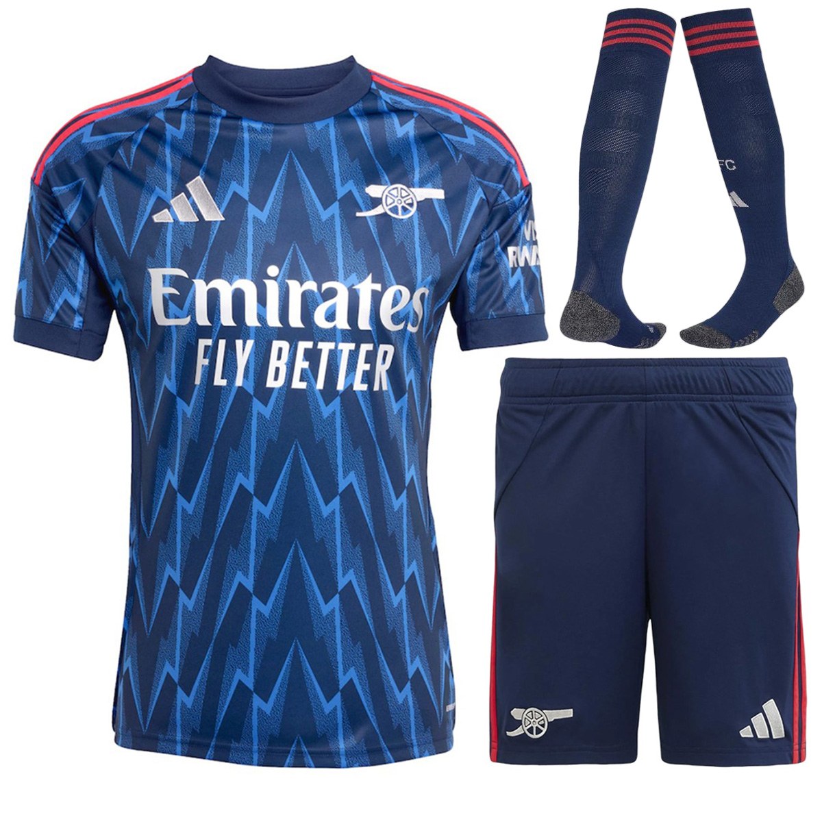 Arsenal Away Soccer Jersey Kit(Jersey+Shorts+Socks) 2025/26 Blue