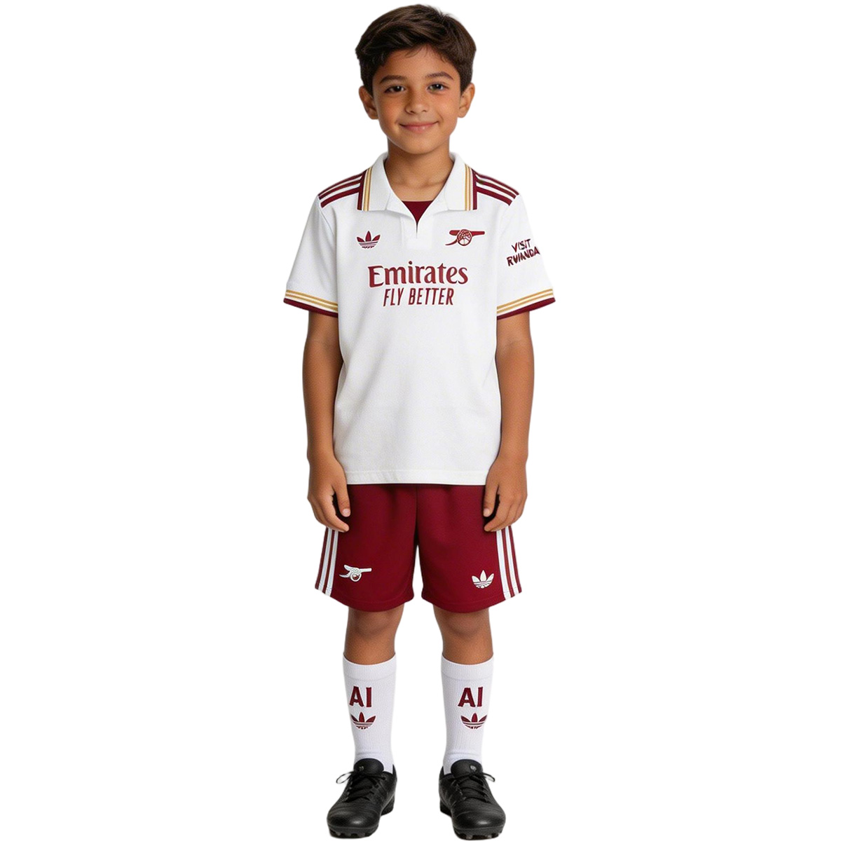 Kid's Arsenal Third Away Soccer Jersey Kit(Jersey+Shorts+Socks)  25/26 White