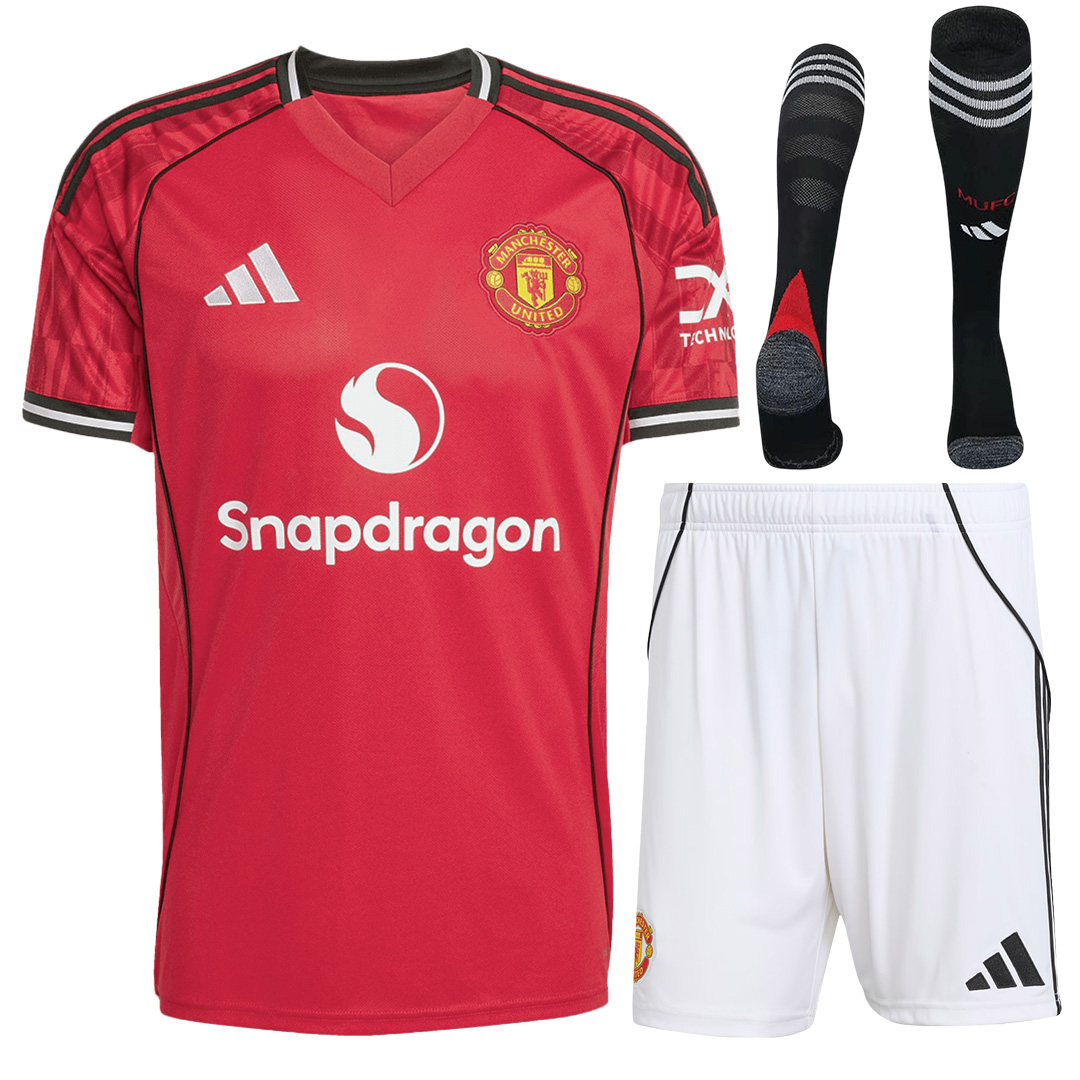 Manchester United Home Soccer Jersey Kit(Jersey+Shorts+Socks) 2025/26 Red