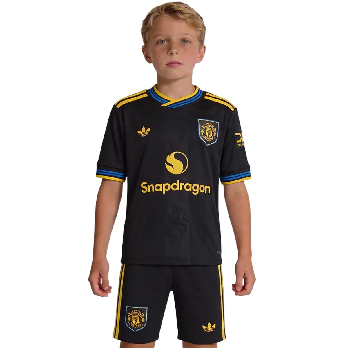 Kid's Manchester United Third Away Soccer Jersey Kit 25/26 Black