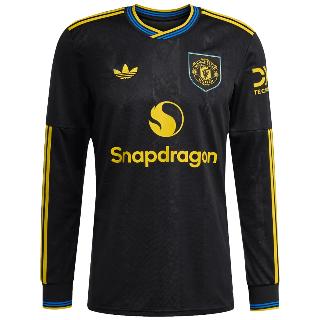 Manchester United Third Away Long Sleeve Soccer Jersey 2025/26 Black