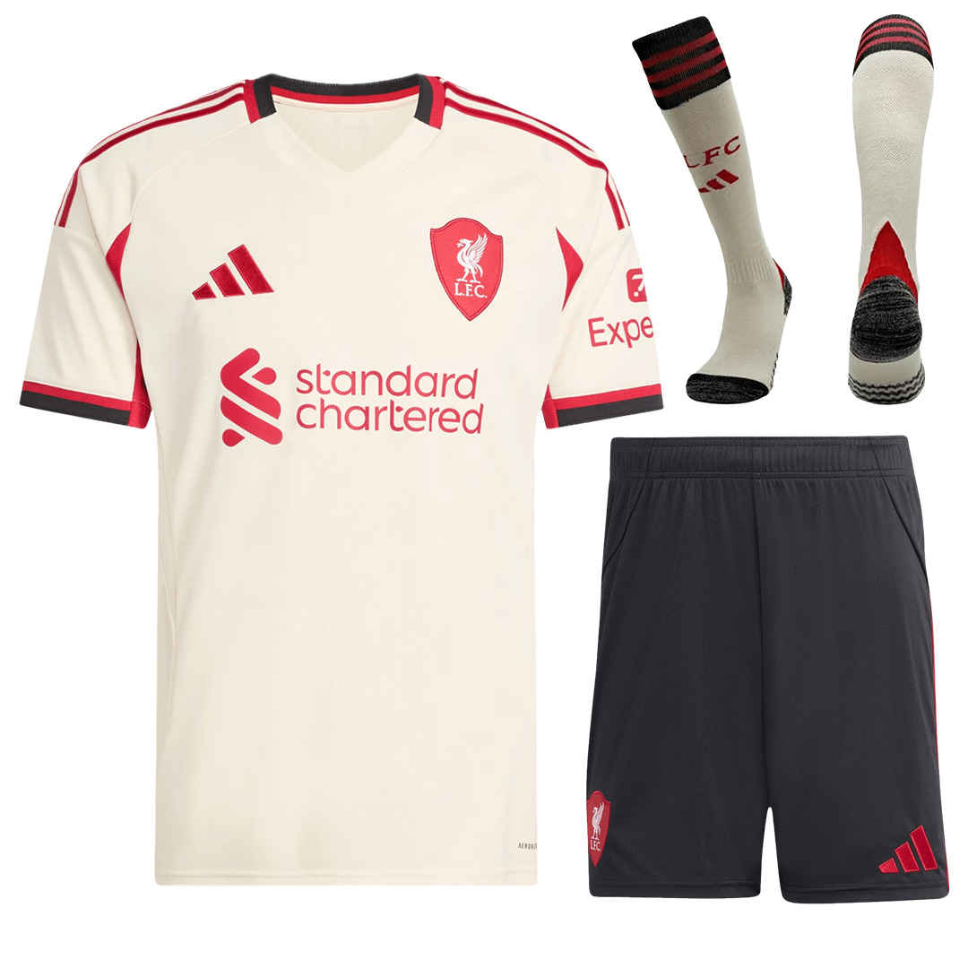 Liverpool Away Soccer Jersey Kit(Jersey+Shorts+Shorts) 25/26 White