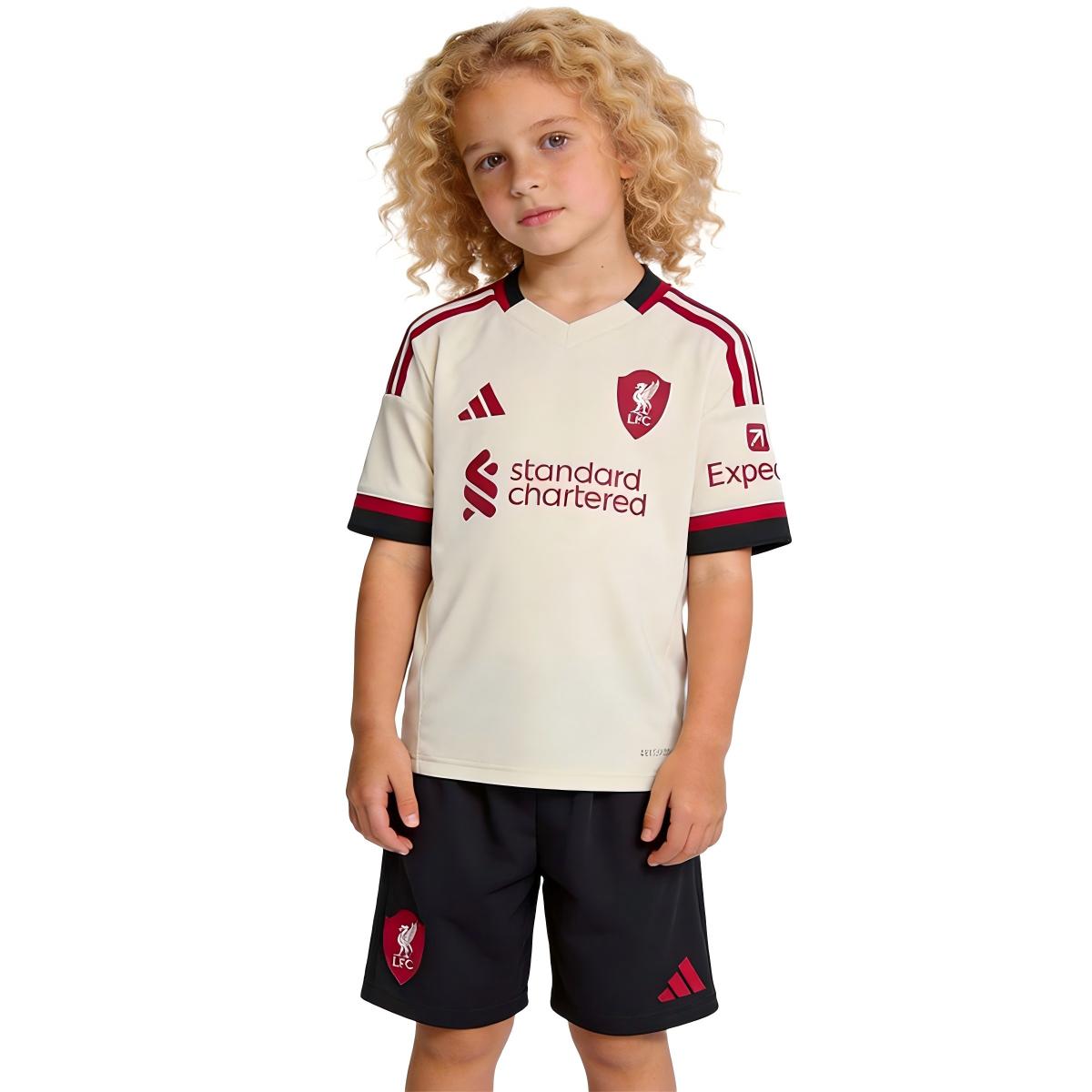 Kid's Liverpool Away Soccer Jersey Kit(Jersey+Shorts) 25/26 White