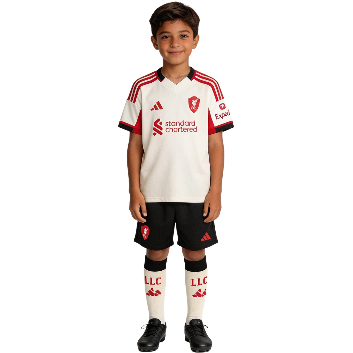 Kid's Liverpool Away Soccer Jersey Kit(Jersey+Shorts) 25/26 White