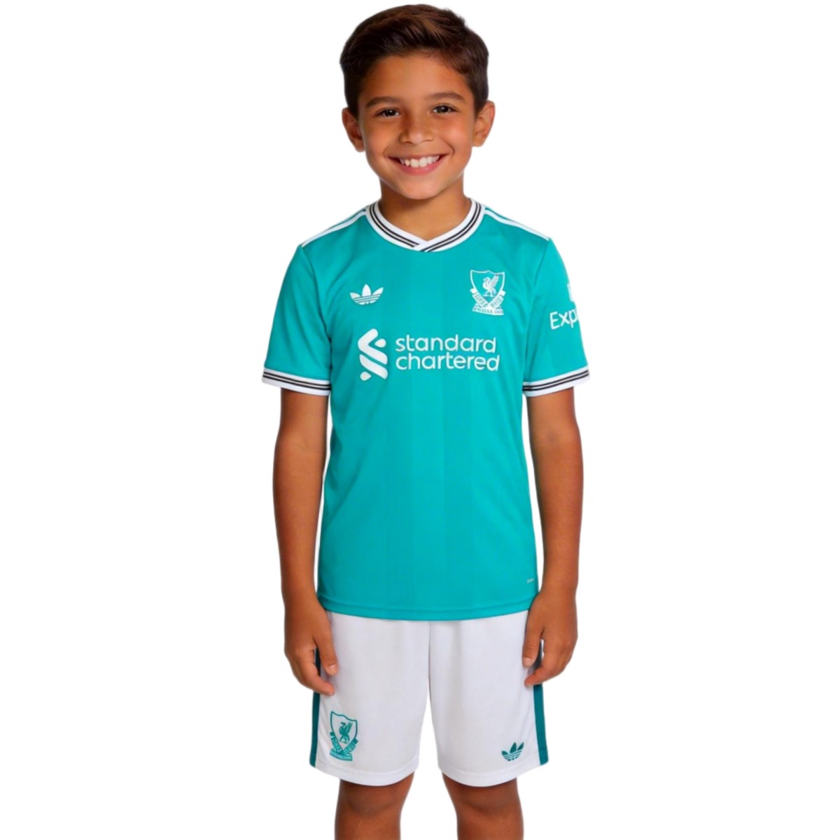 Kid's Liverpool Third Soccer Jersey Kit(Jersey+Shorts) 25/26 Green