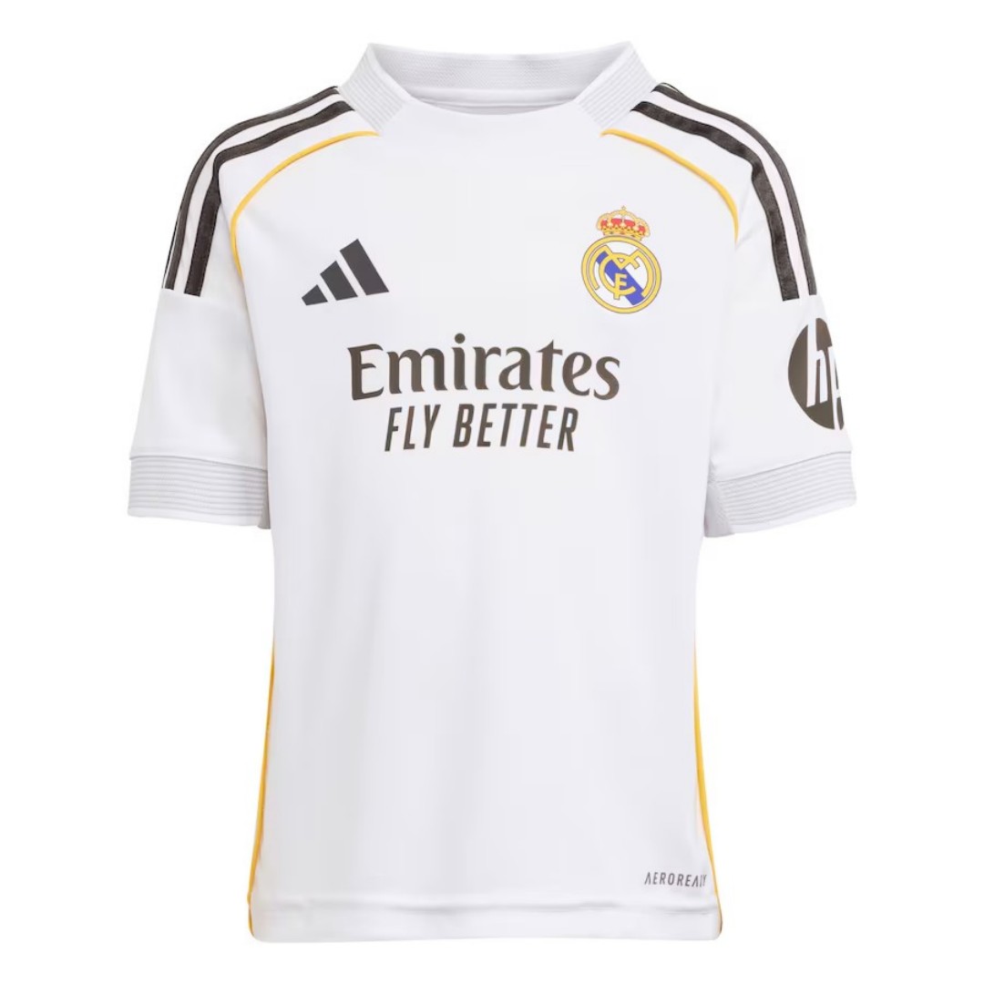 Kid's Real Madrid Home Soccer Jersey Kit(Jersey+Shorts) 2025/26 White