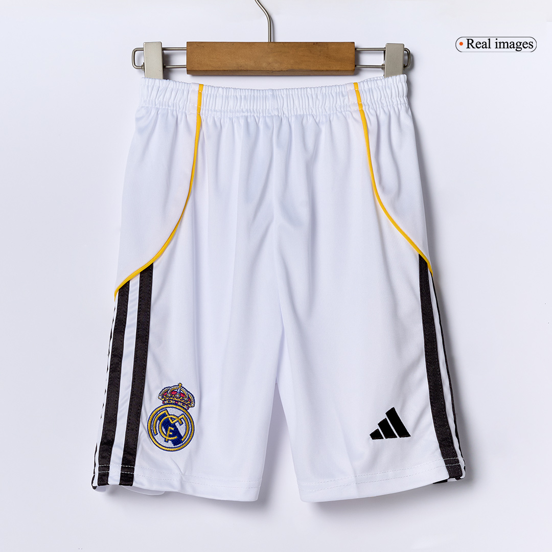 Kid's Real Madrid Home Soccer Jersey Kit(Jersey+Shorts+Socks) 2025/26 White