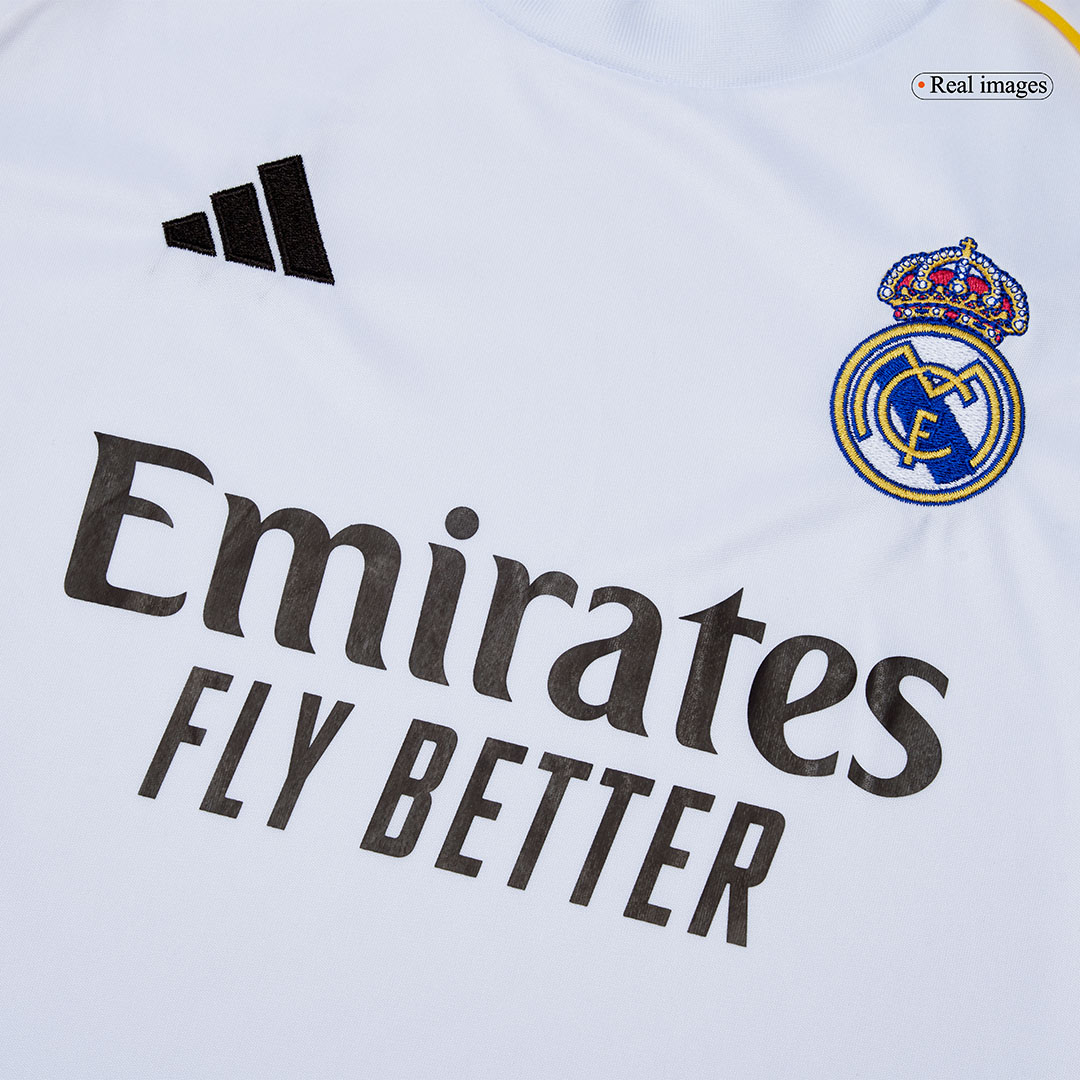 Kid's Real Madrid Home Soccer Jersey Kit(Jersey+Shorts+Socks) 2025/26 White