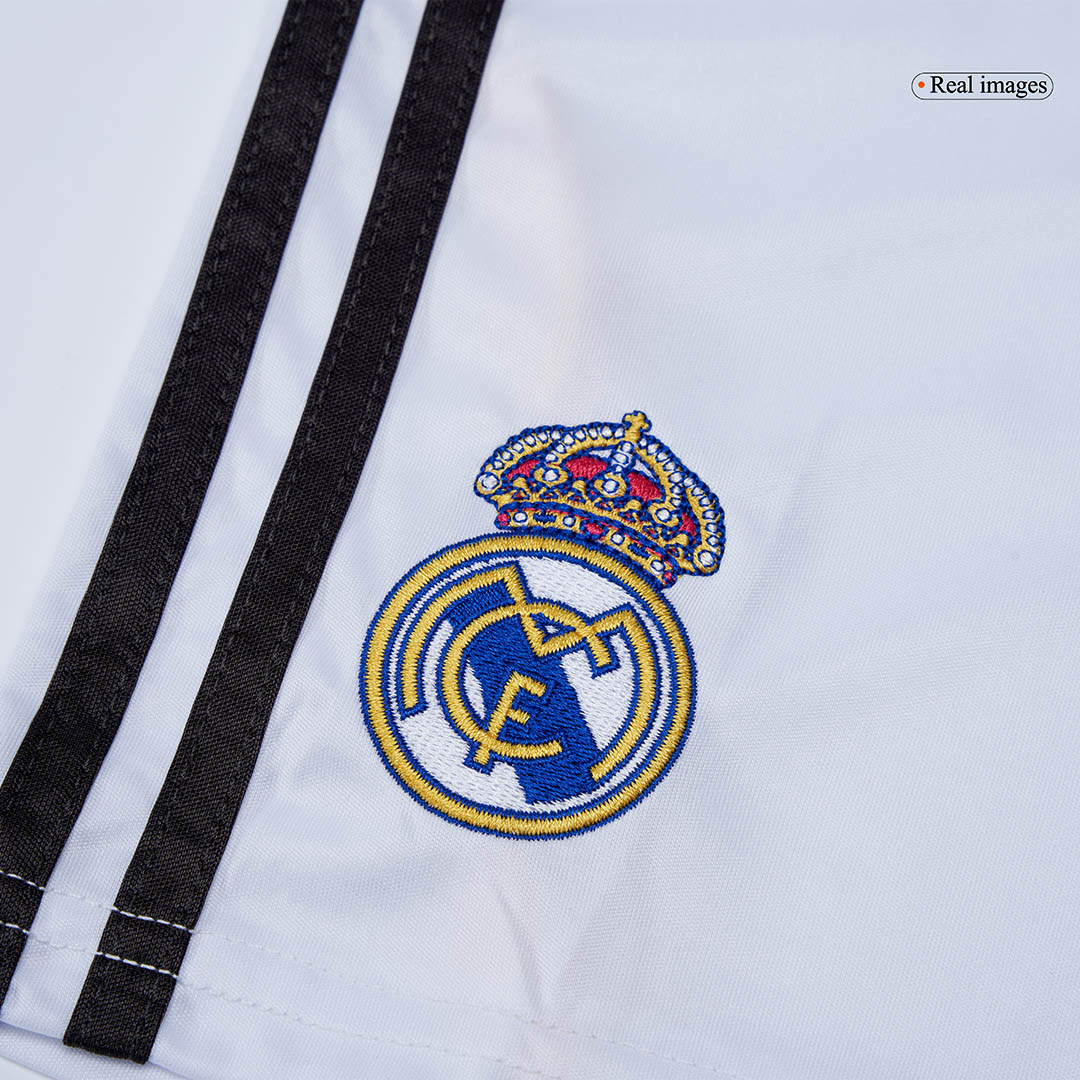 Kid's Real Madrid Home Soccer Jersey Kit(Jersey+Shorts+Socks) 2025/26 White
