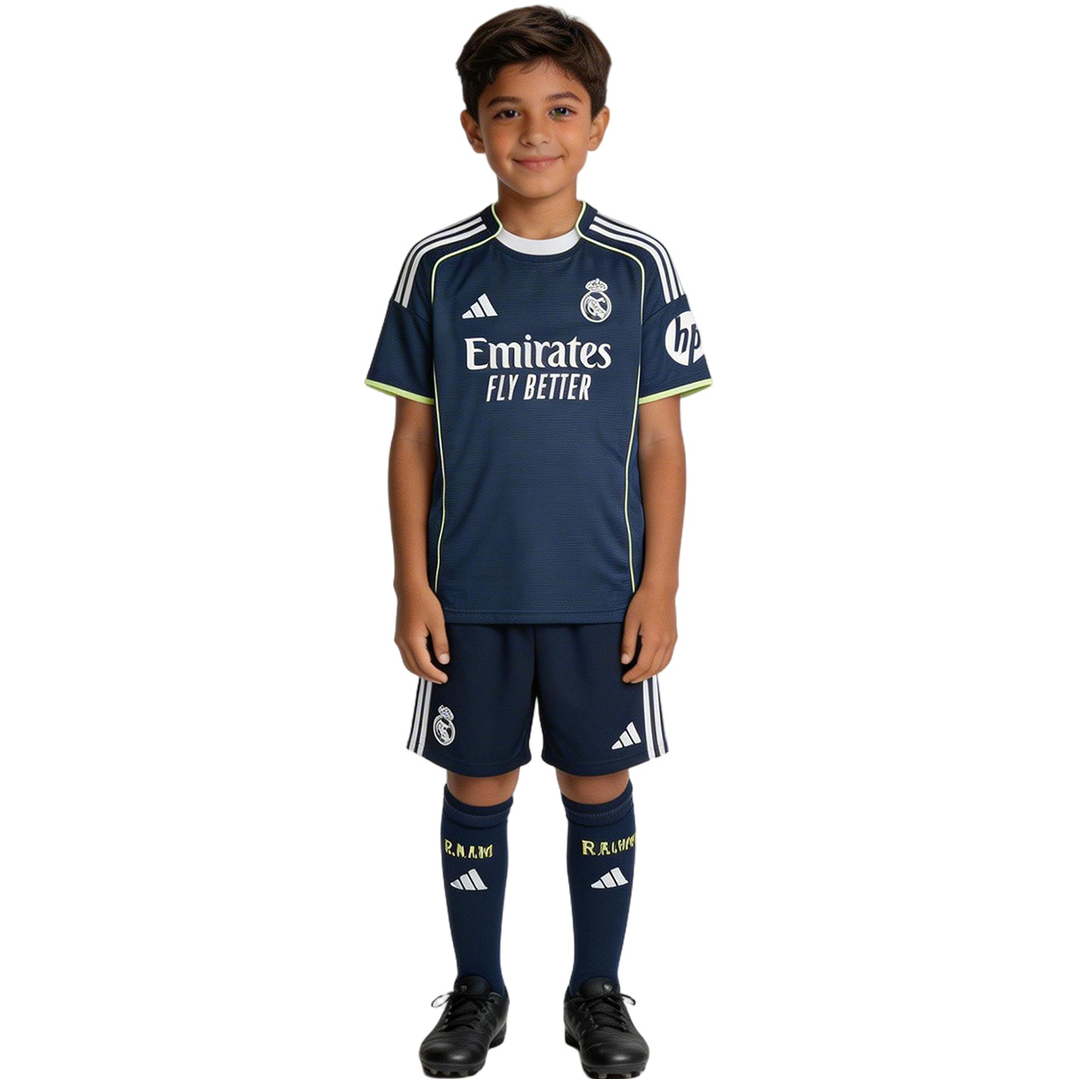 Kid's Real Madrid Away Soccer Jersey Kit(Jersey+Shorts+Socks) 2025/26 Navy