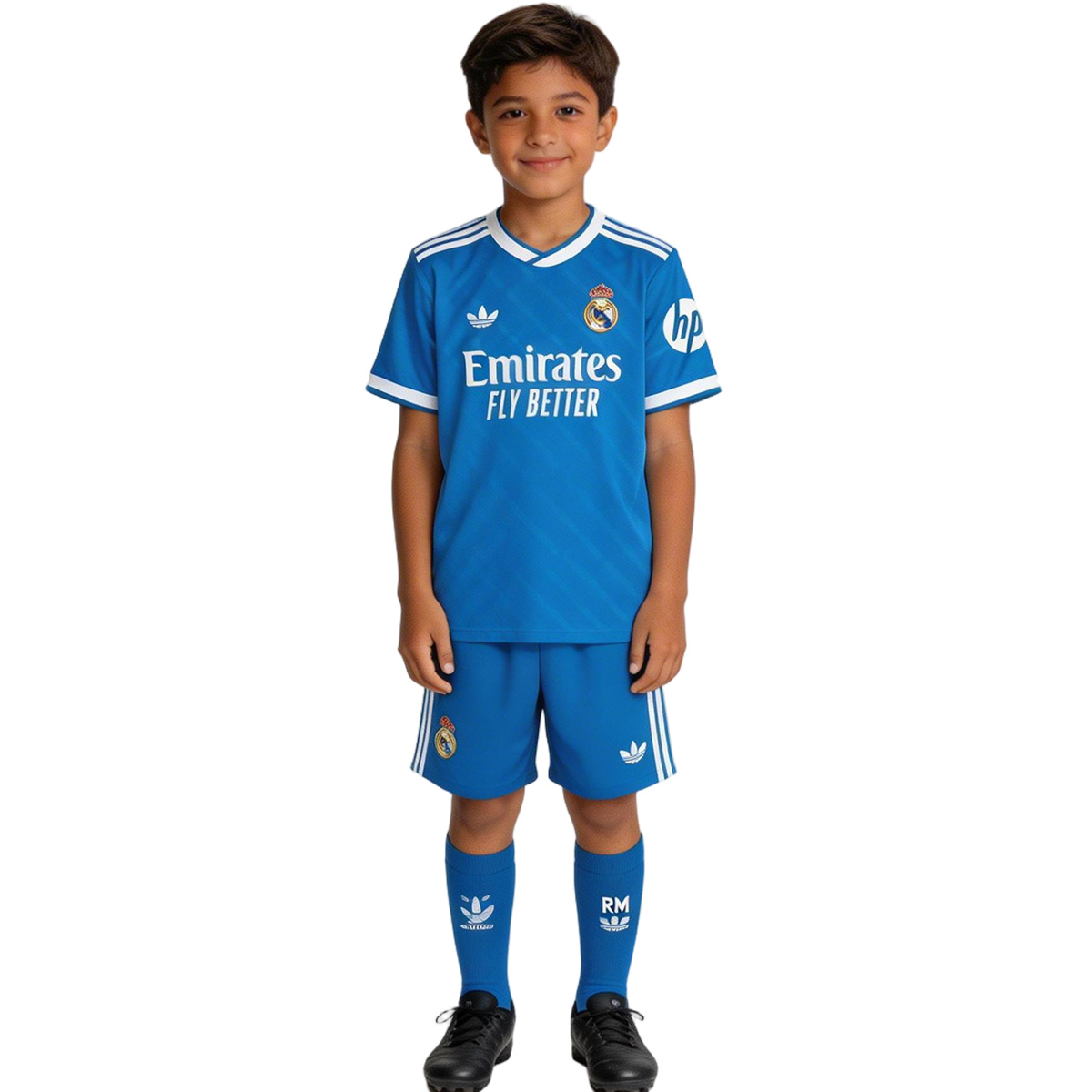 Kid's Real Madrid Third Away Soccer Jersey Kit(Jersey+Shorts+Socks)  25/26 Blue