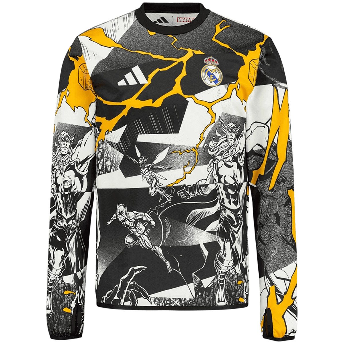 Real Madrid X Marvel Long Sleeve Soccer Jersey 25/26 Black&White