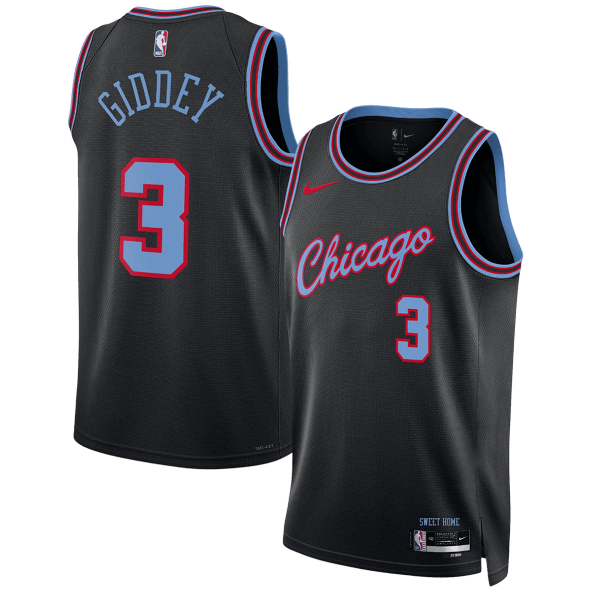 GIDDEY #3 New York Knicks Swingman Black NBA Jersey - City Edition