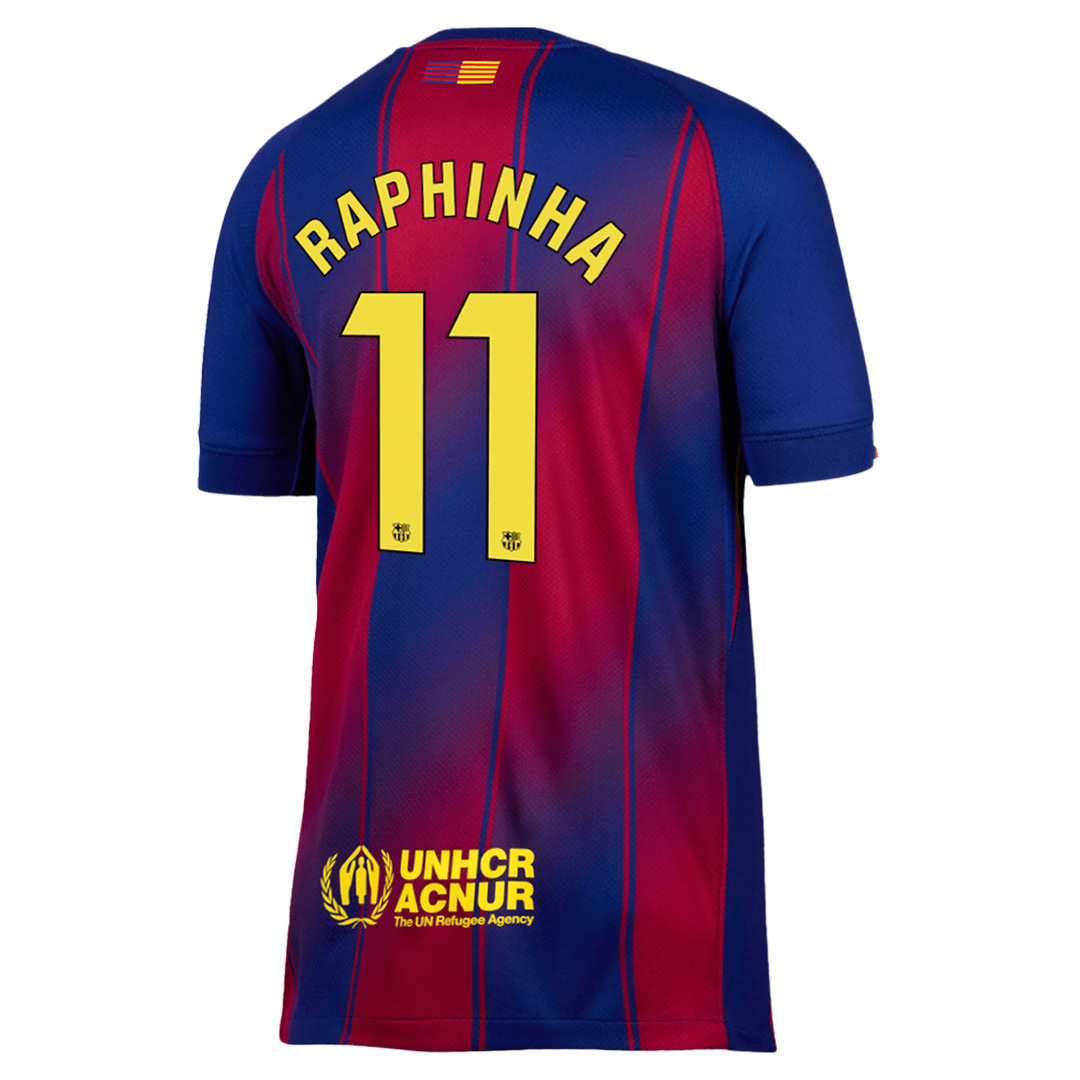 RAPHINHA #11 Barcelona Home Soccer Jersey 2025/26 Red&Blue