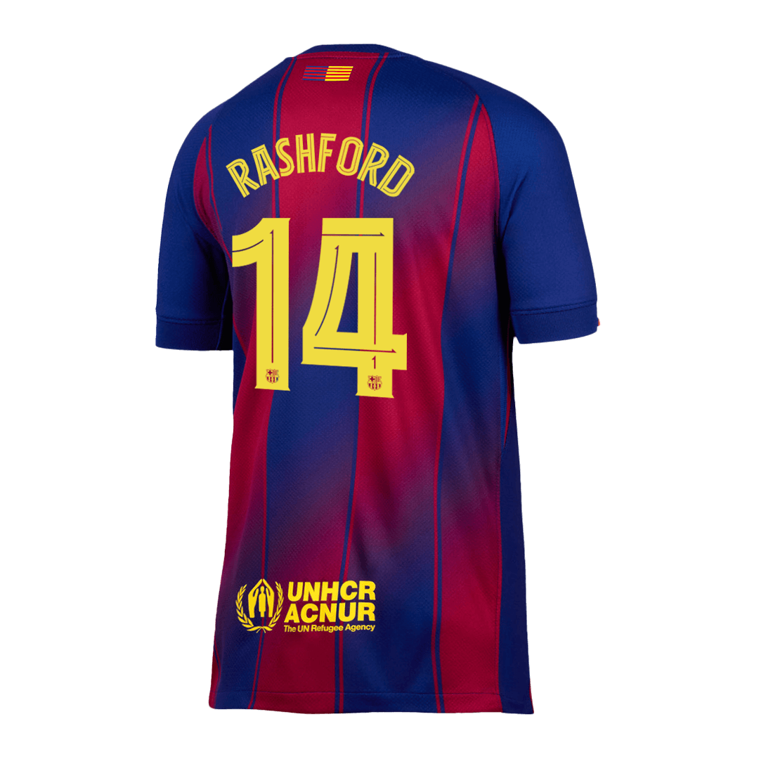 RASHFORD #14 Barcelona Home Soccer Jersey 2025/26 Red&Blue - UCL