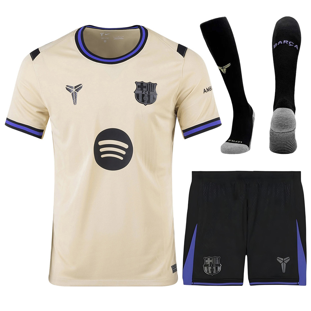 Barcelona Away Soccer Jersey Kit(Jersey+Shorts+Socks) 2025/26 Yellow&Black