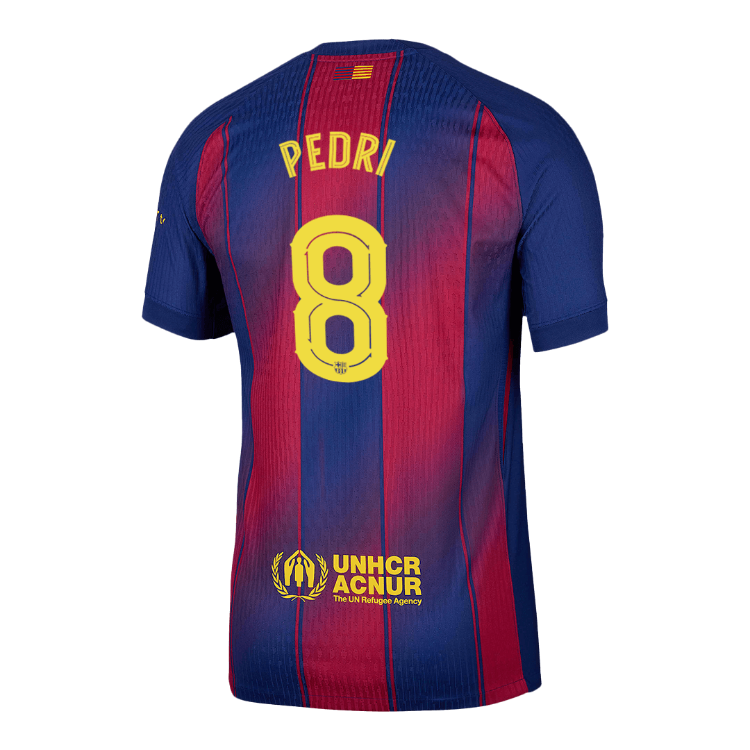 PEDRI #8 Authentic Barcelona Home Soccer Jersey 2025/26 Red&Blue - UCL