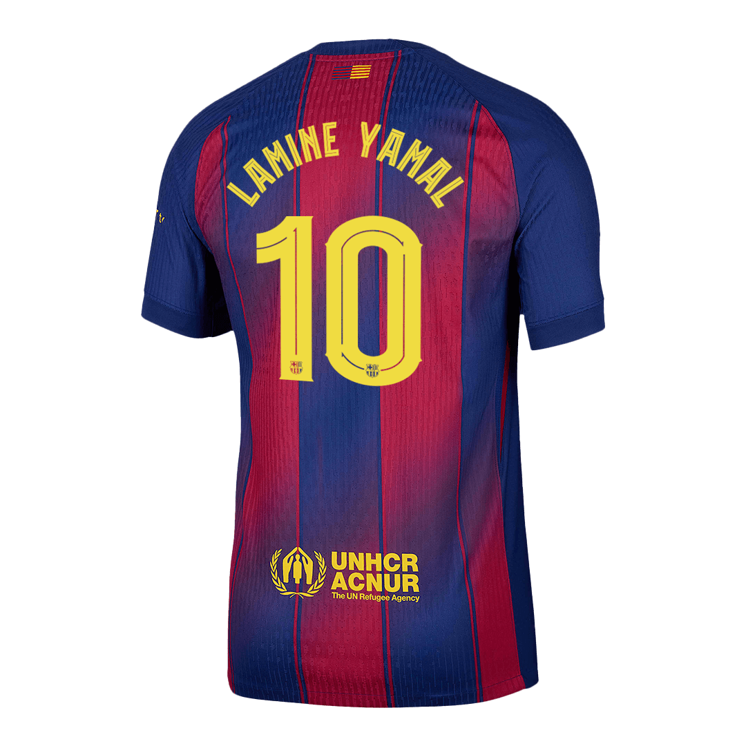 LAMINE YAMAL #10 Authentic Barcelona Home Soccer Jersey 2025/26 Red&Blue - UCL