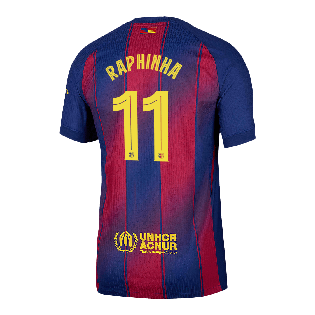 RAPHINHA #11 Authentic Barcelona Home Soccer Jersey 2025/26 Red&Blue - UCL