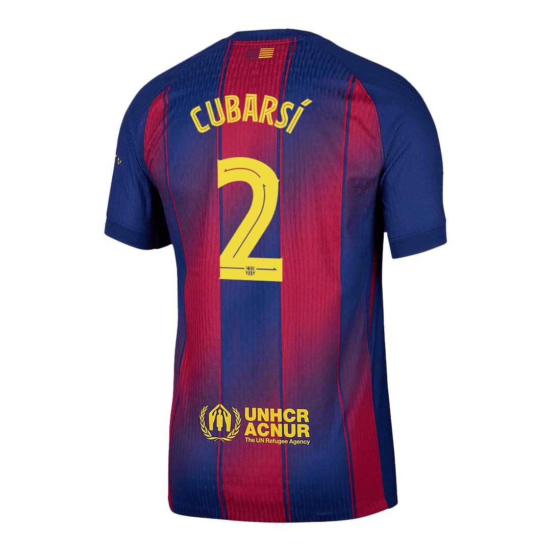 CUBARSÍ #2 Authentic Barcelona Home Soccer Jersey 2025/26 Red&Blue - UCL