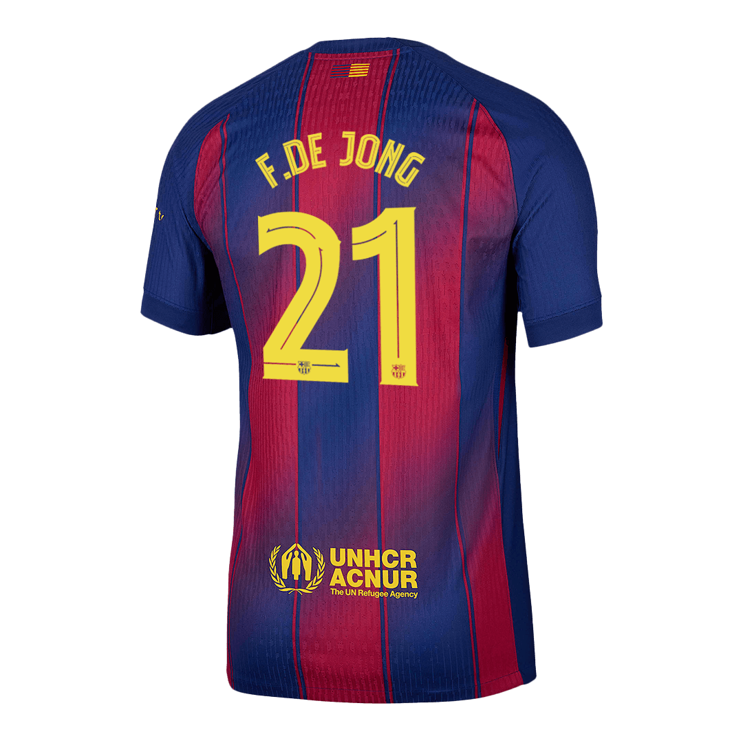F.DE JONG #21 Authentic Barcelona Home Soccer Jersey 2025/26 Red&Blue - UCL