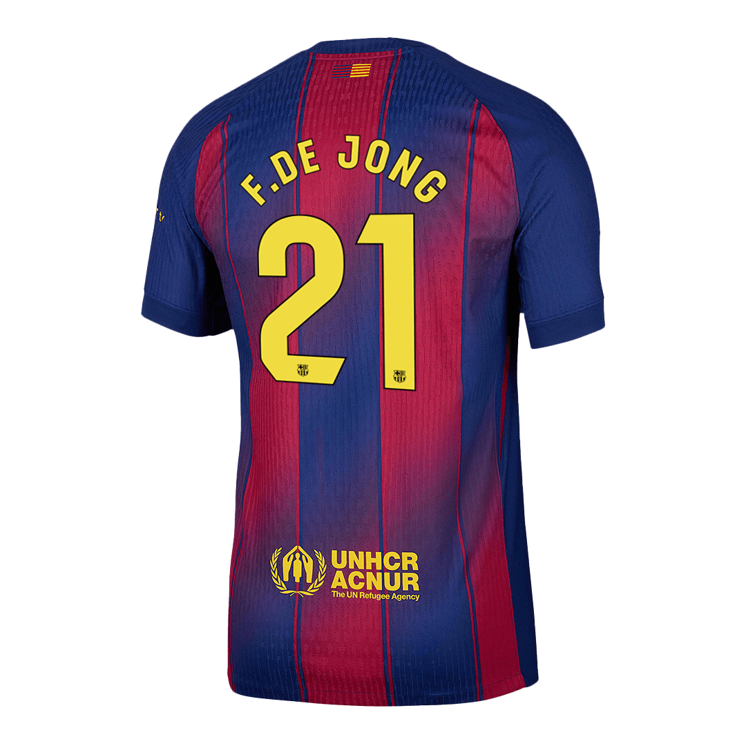 F.DE JONG #21 Authentic Barcelona Home Soccer Jersey 2025/26 Red&Blue