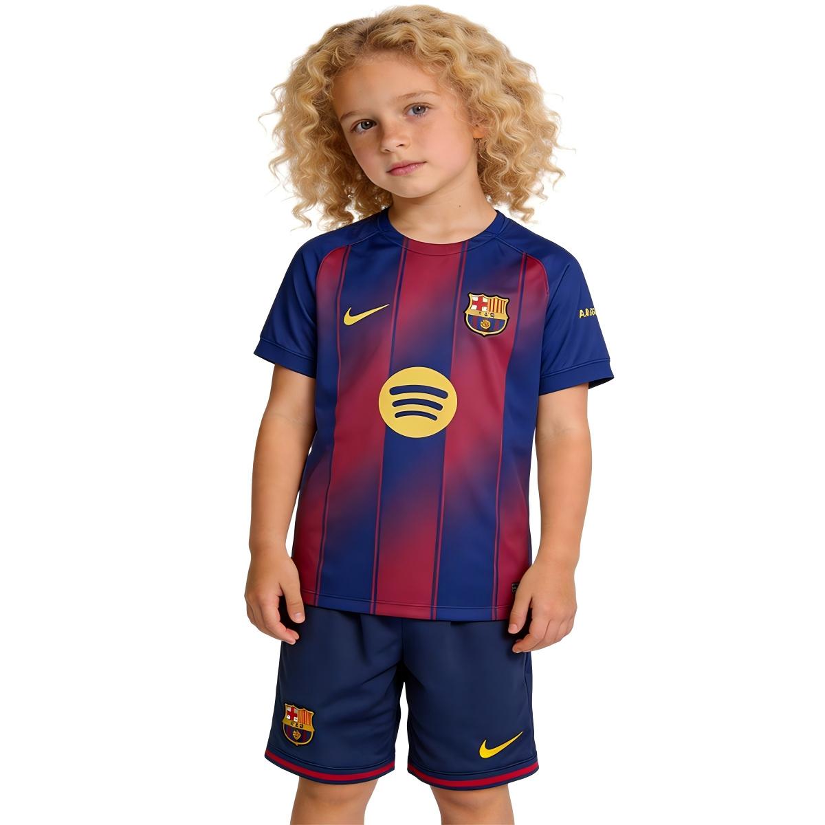 Kid's Barcelona Home Soccer Jersey Kit(Jersey+Shorts) 2025/26 Red&Blue