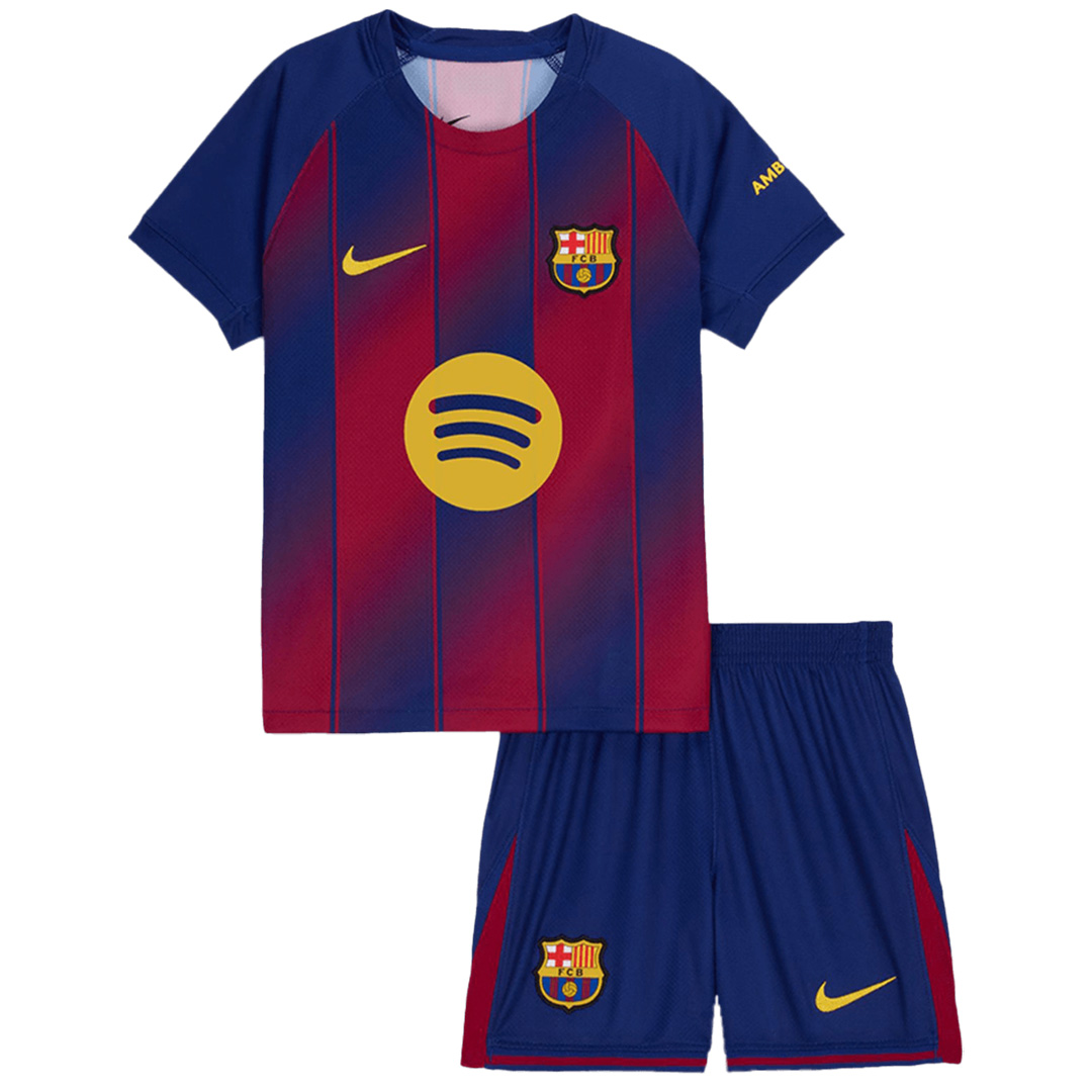 Kid's Barcelona Home Soccer Jersey Kit(Jersey+Shorts) 2025/26 Red&Blue