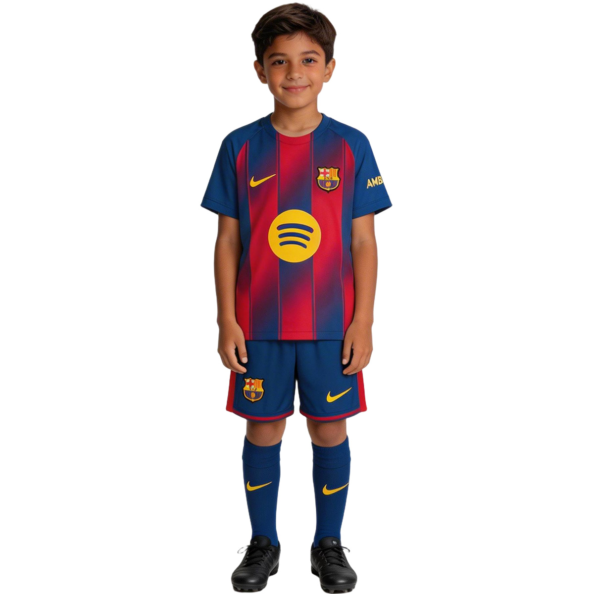 Kid's Barcelona Home Soccer Jersey Kit(Jersey+Shorts+Socks) 2025/26 Red&Blue