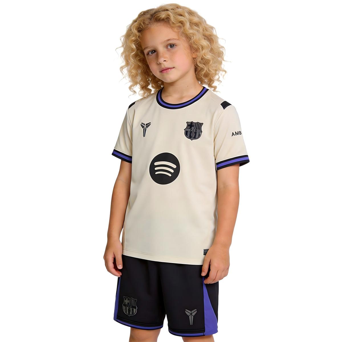 Kid's Barcelona Away Soccer Jersey Kit(Jersey+Shorts) 2025/26 Yellow