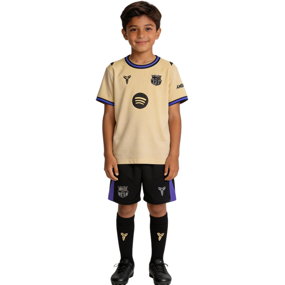 Kid's Barcelona Away Soccer Jersey Kit(Jersey+Shorts+Socks) 2025/26 Yellow&Black