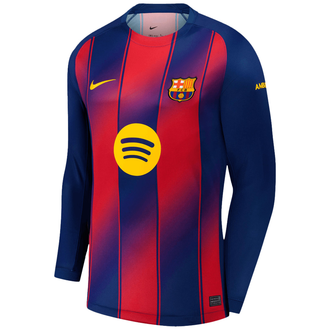 25/26 Barcelona Home Long Sleeve Soccer Jersey Red&Blue