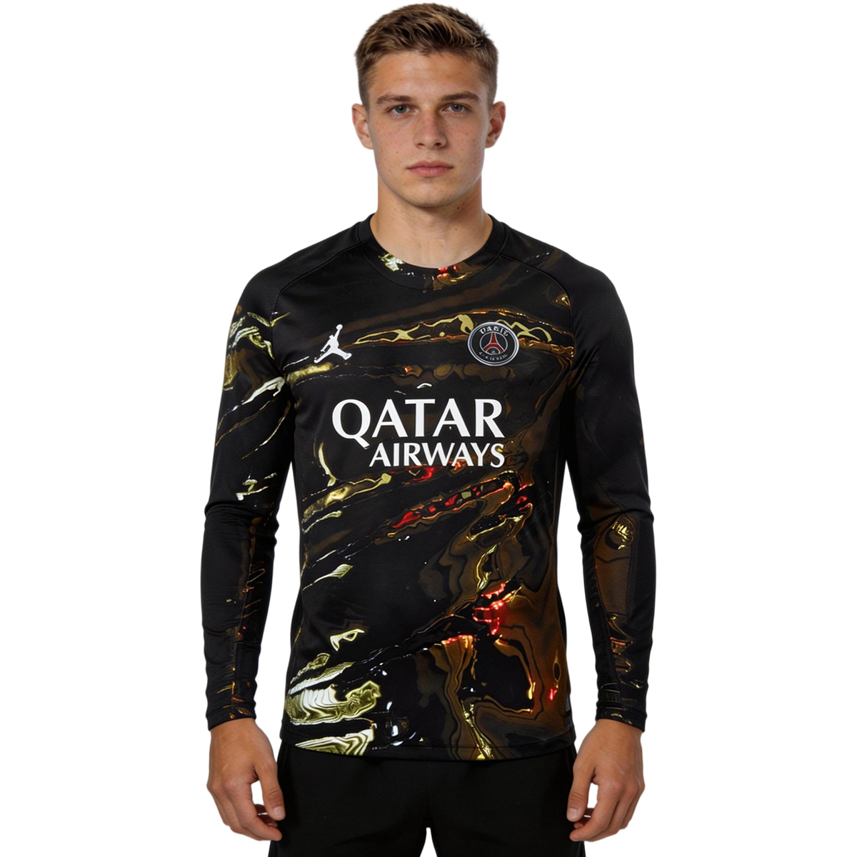 PSG Jordan Night Edition Long Sleeve Soccer Jersey 2025/26 Black