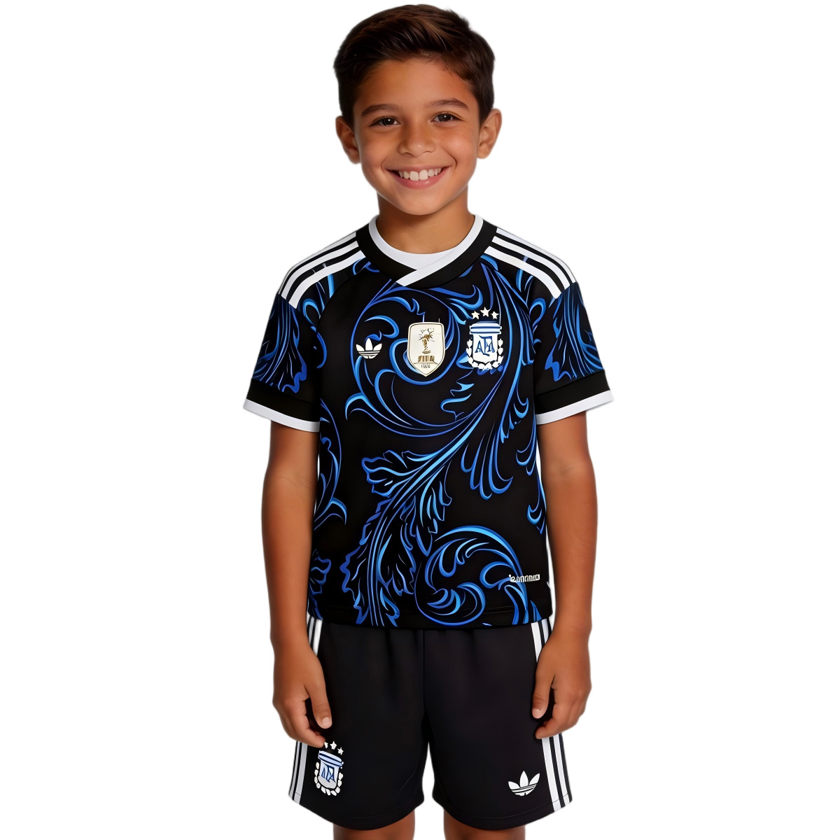 Kid's Argentina Away Soccer Jersey Kit(Jersey+Shorts) World Cup 2026 Blue&White