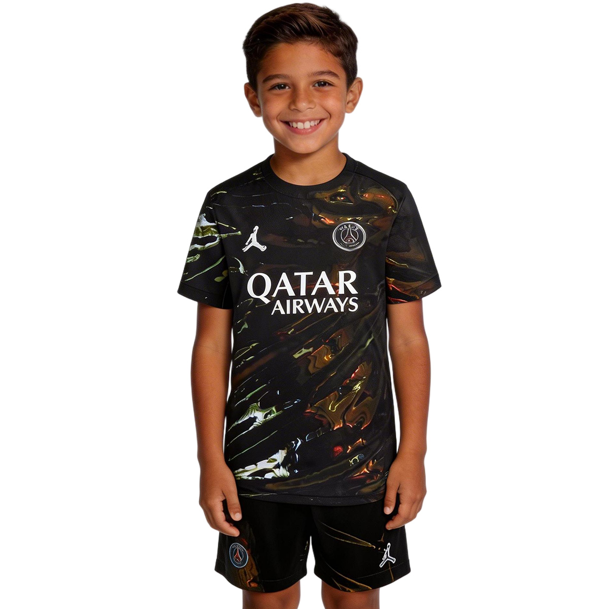 Kid's PSG Jordan Night Edition Soccer Jersey Kit(Jersey+Shorts) 2025/26 Black