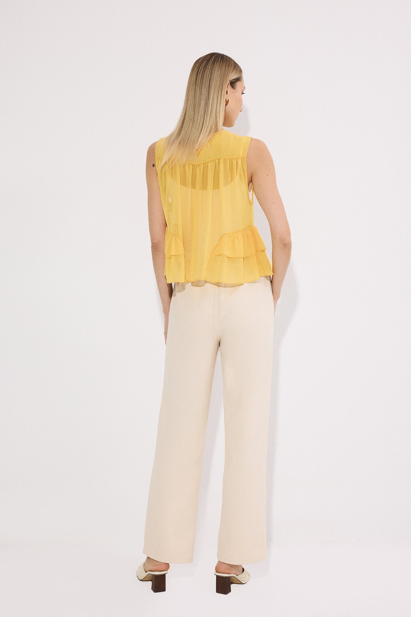 DENIM TROUSERS WITH ELASTICATED WAIST