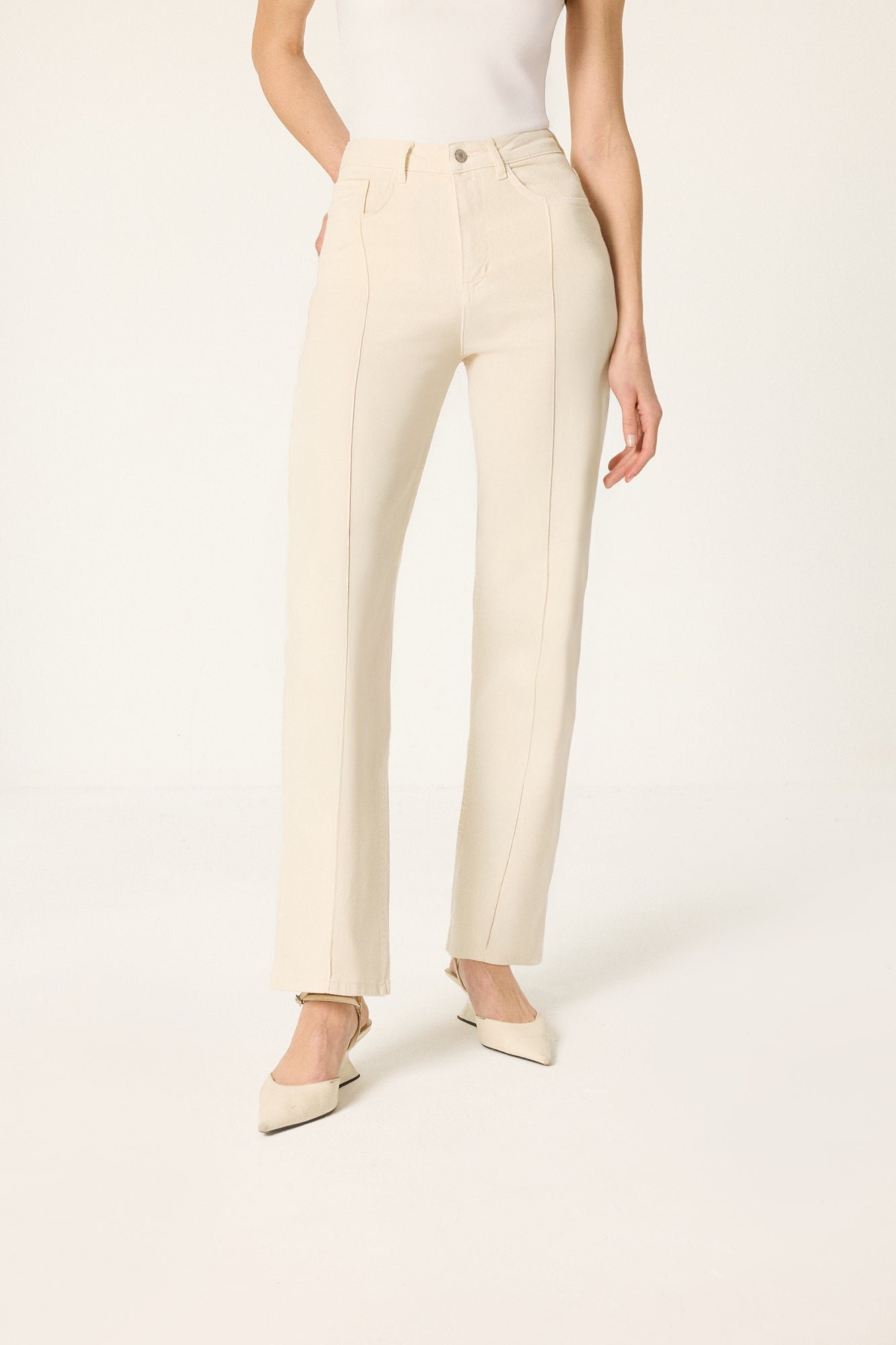 RIBBED DENIM PANTS