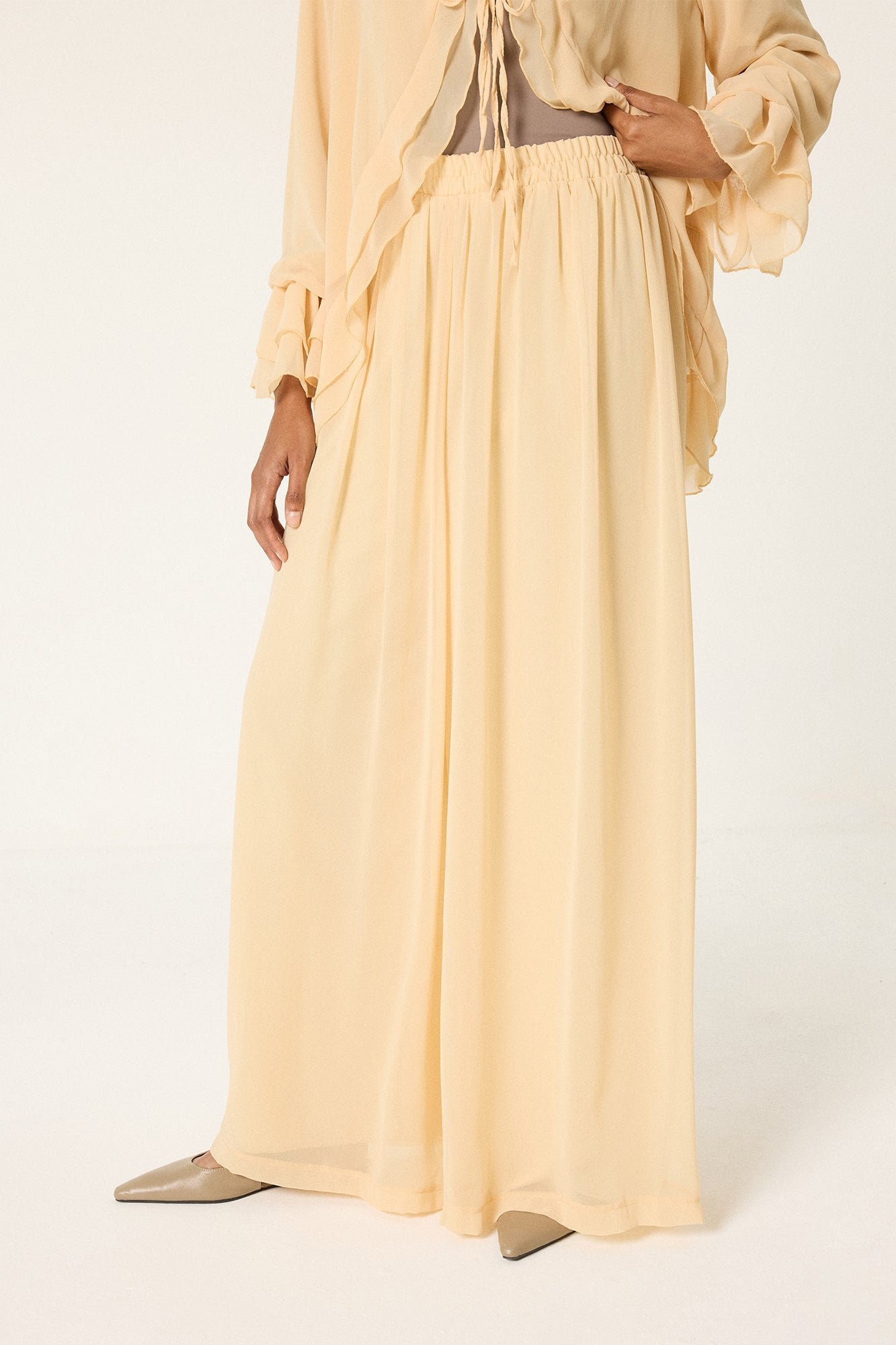FRONT-TIE 2-PIECE CHIFFON SET