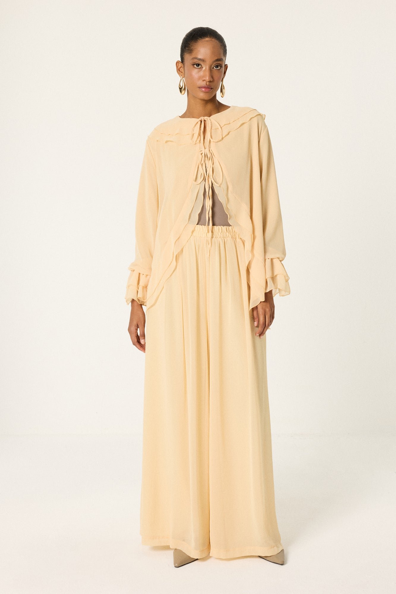 FRONT-TIE 2-PIECE CHIFFON SET