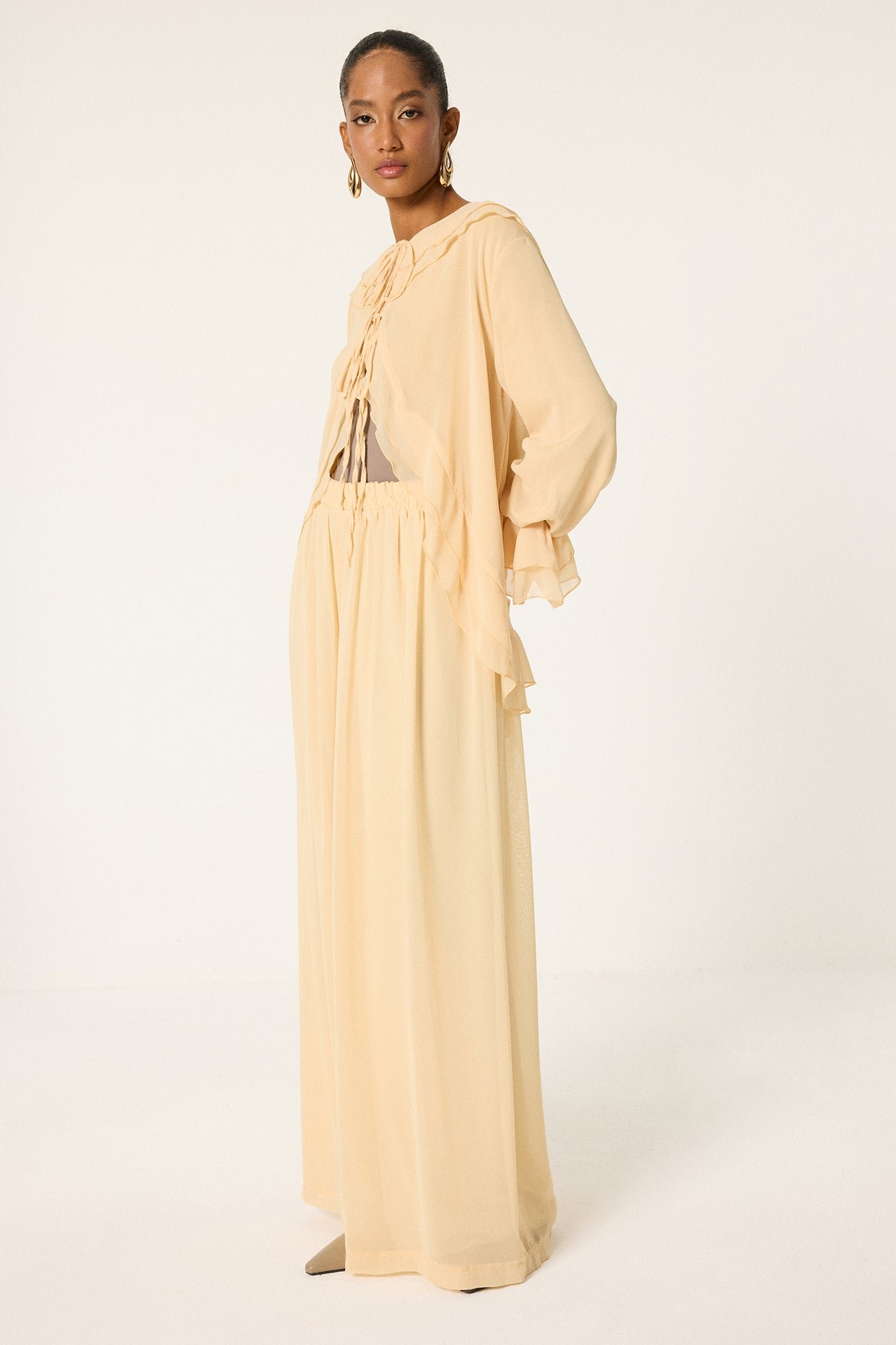 FRONT-TIE 2-PIECE CHIFFON SET