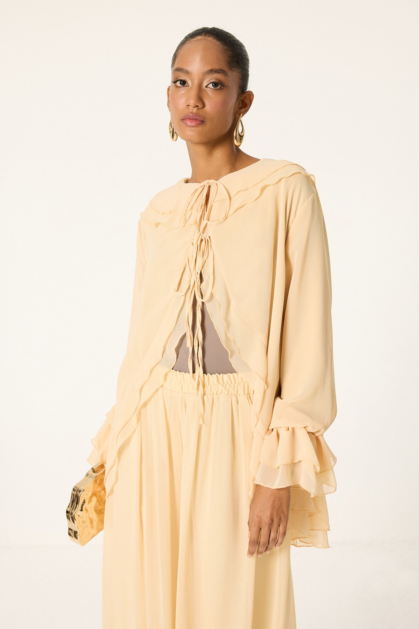 FRONT-TIE 2-PIECE CHIFFON SET