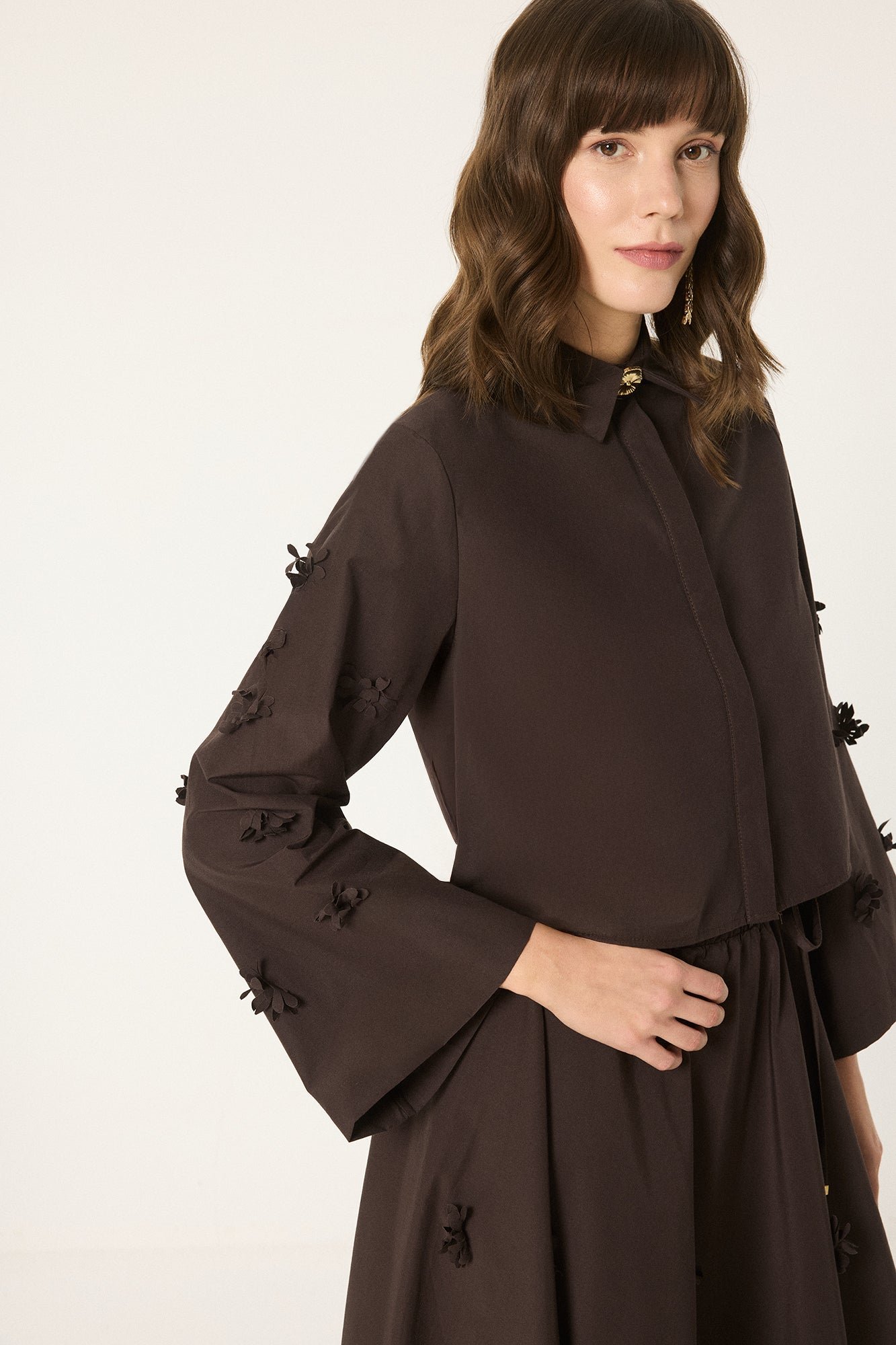 FLORAL APPLIQUE POPLIN SET