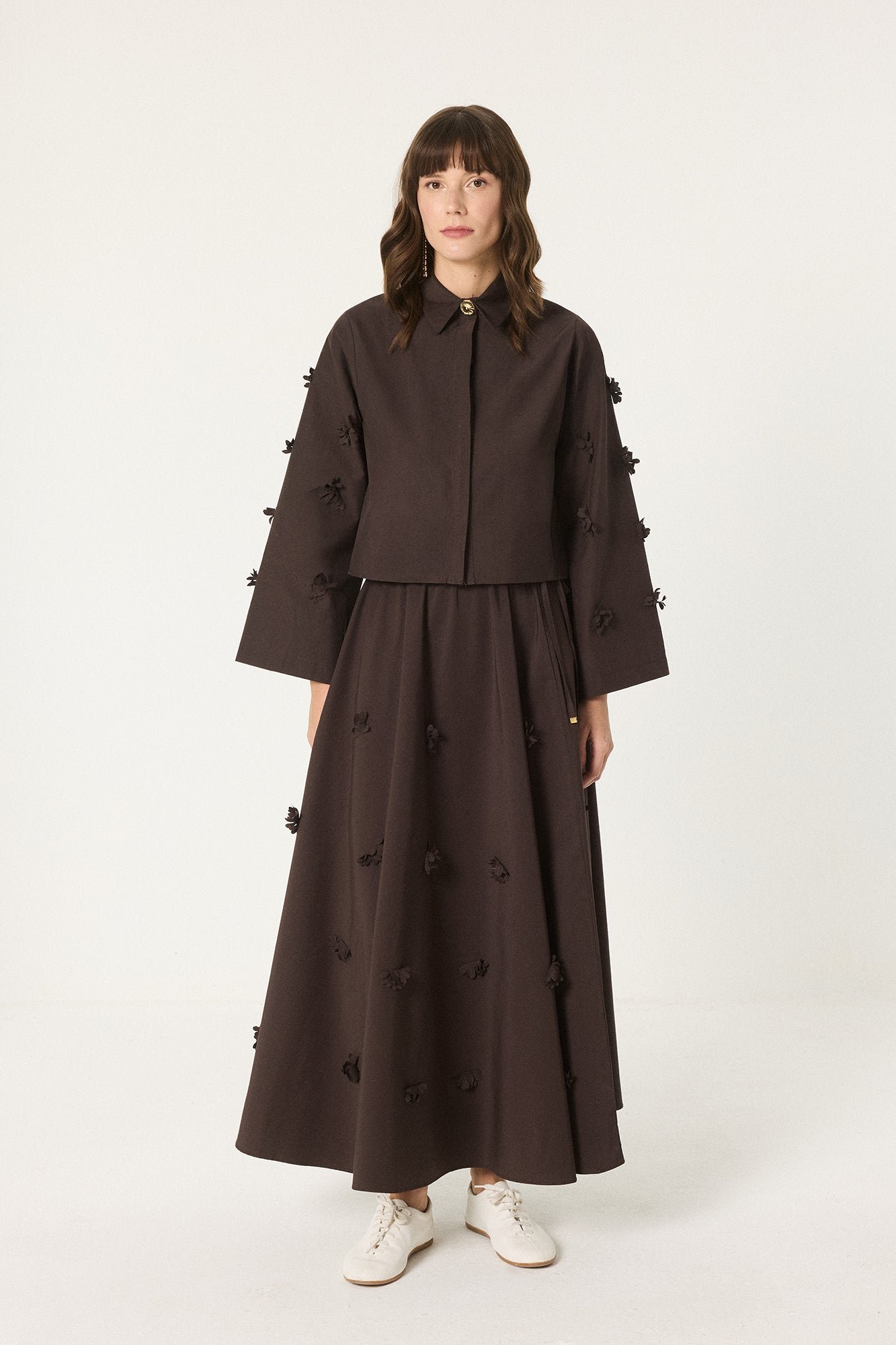 FLORAL APPLIQUE POPLIN SET