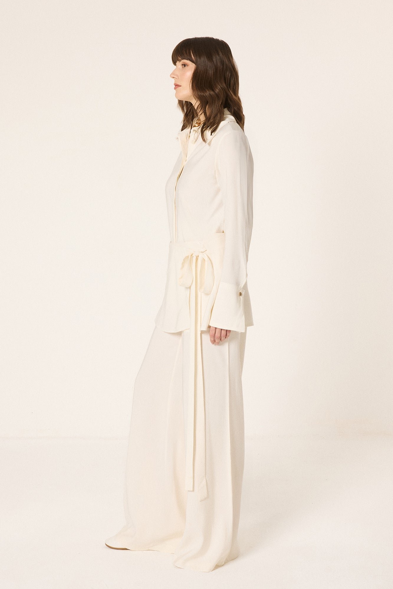 SHIRT AND TROUSER SET WITH BELT DESIGN