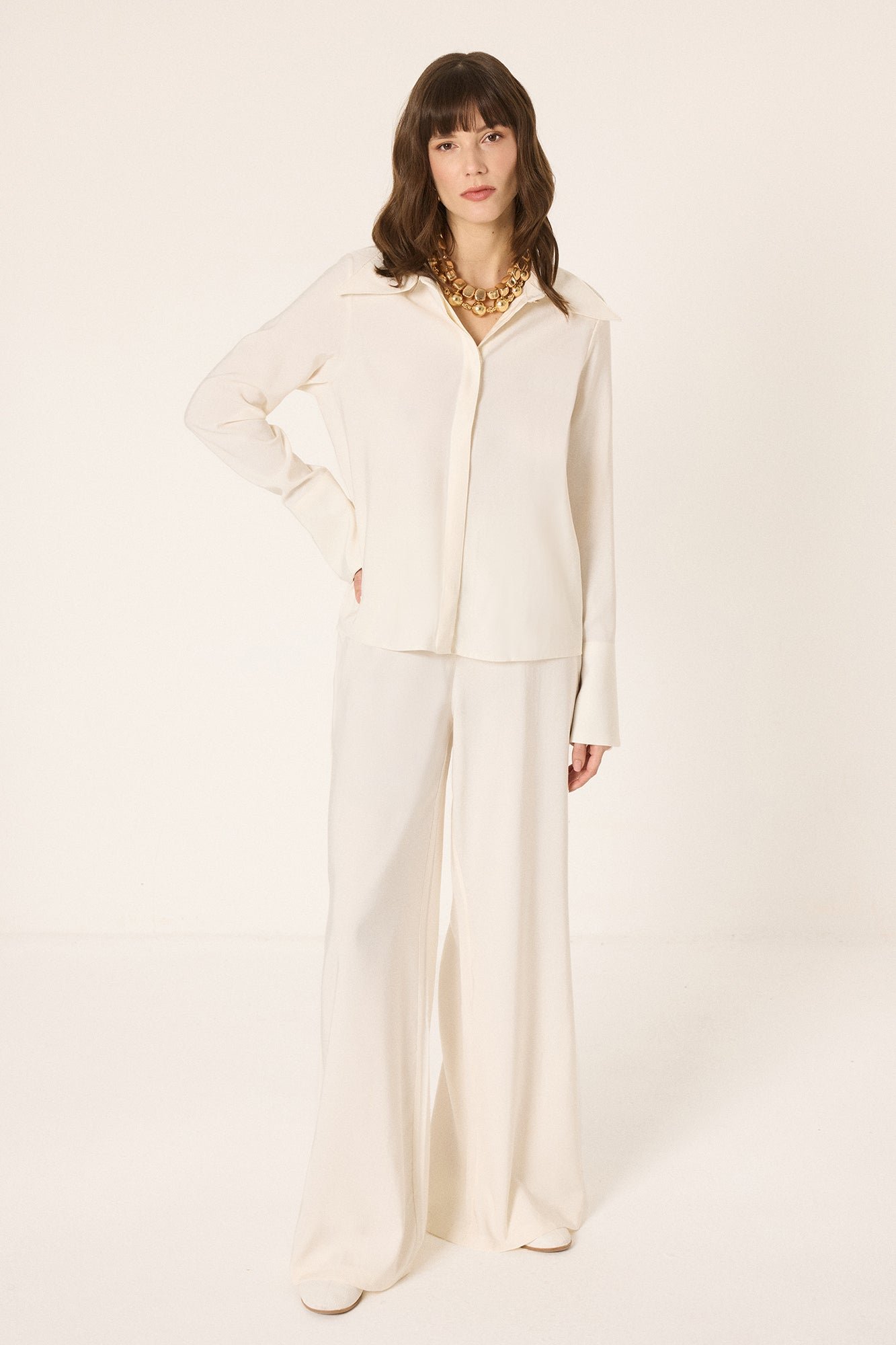 SHIRT AND TROUSER SET WITH BELT DESIGN
