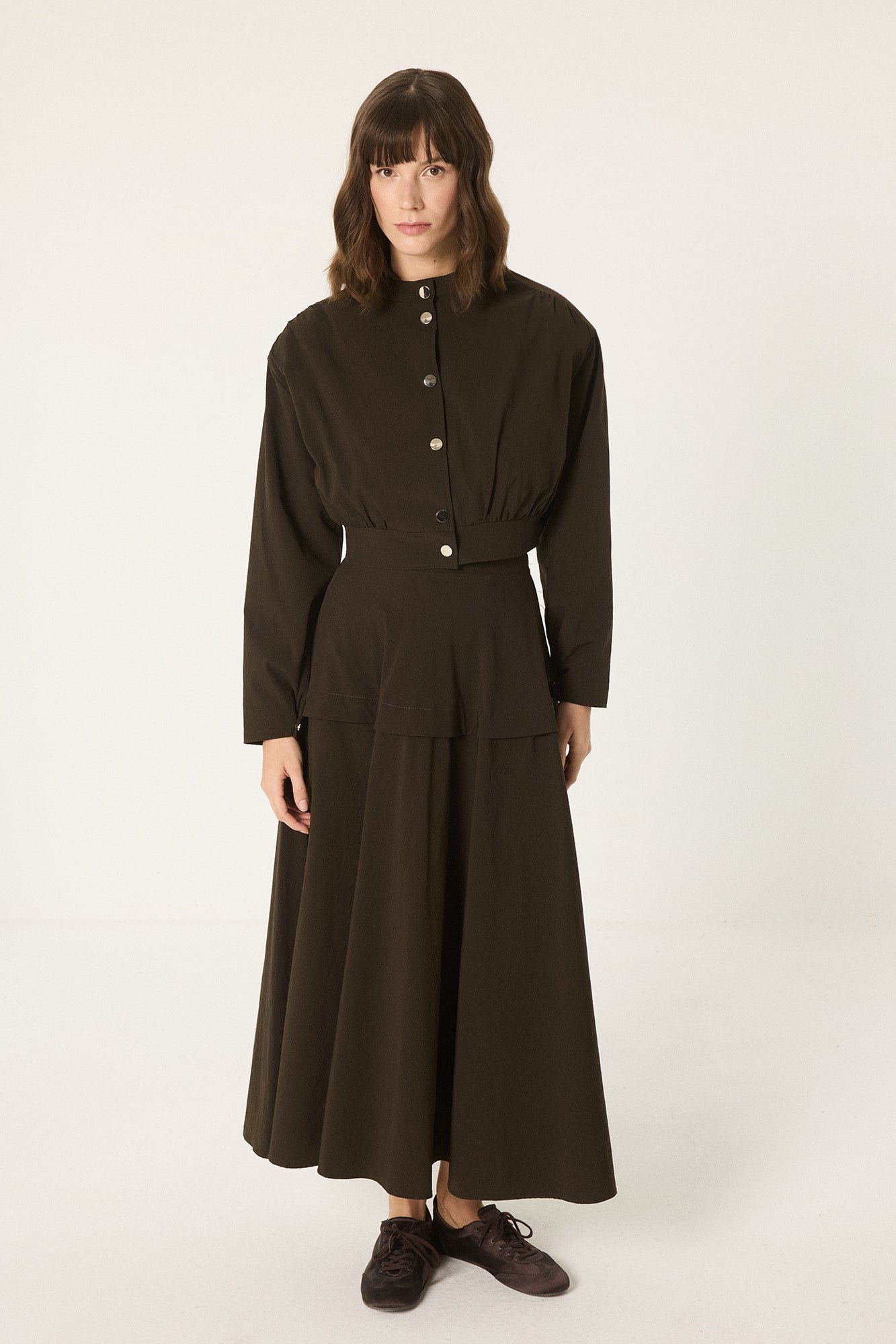 BOMBER JACKET AND FLARED SKIRT SET
