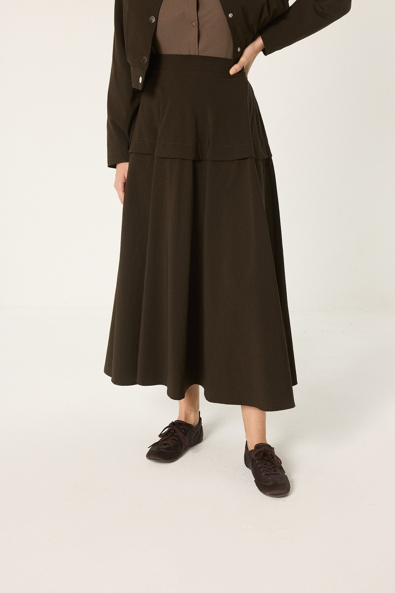 BOMBER JACKET AND FLARED SKIRT SET