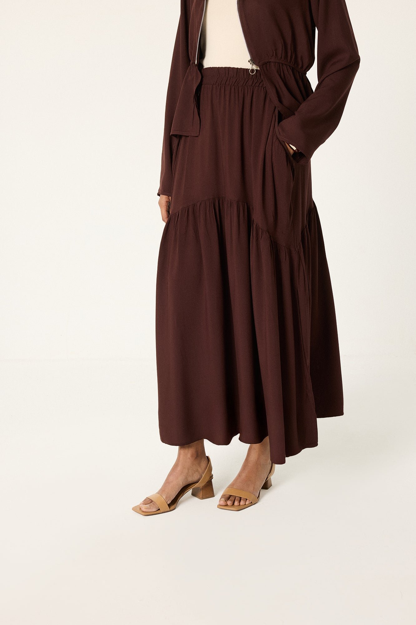 ZIPPERED TUNIC AND SKIRT SET