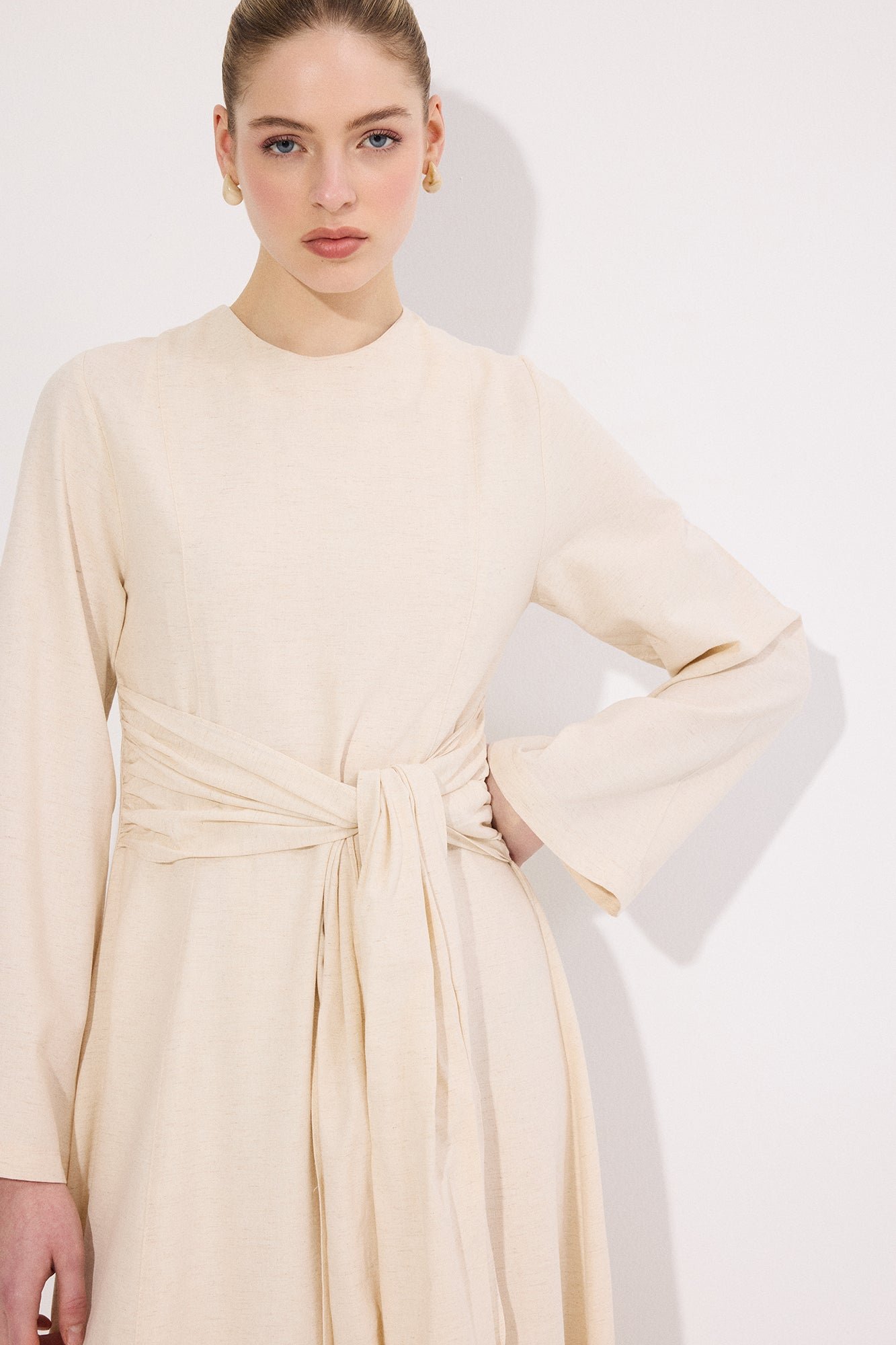 BELTED LINEN DRESS